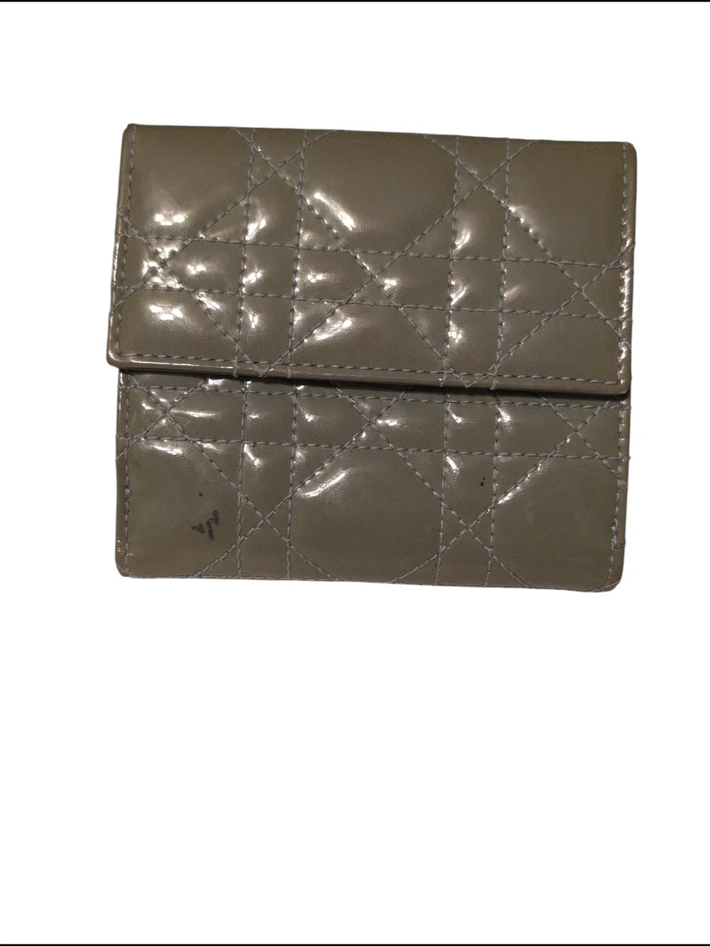 Patent Quilted Gray Snap Wallet